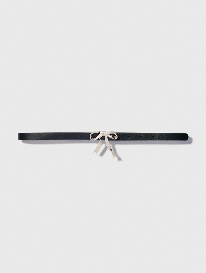 Slim leather bow belt