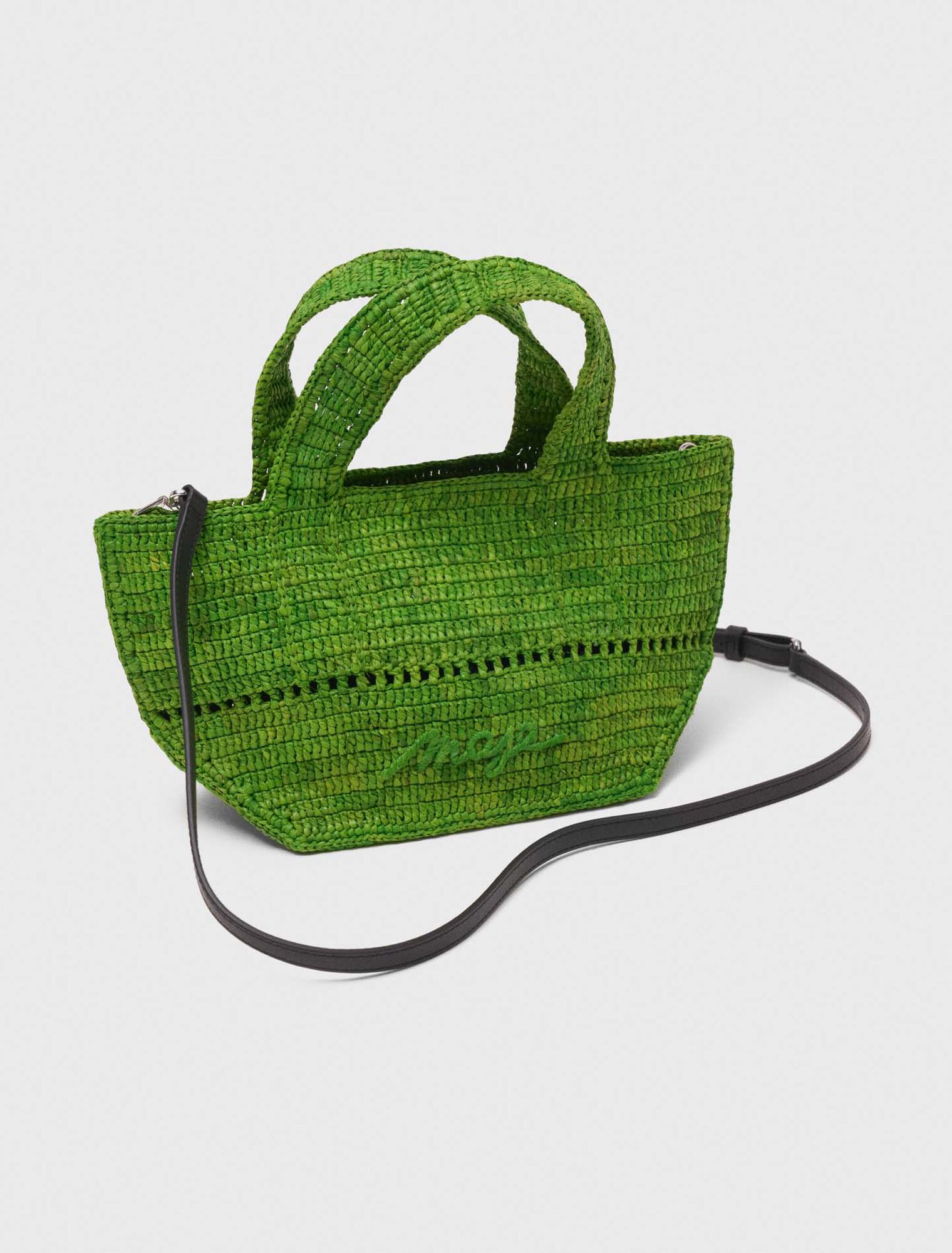 Natural raffia mini shopping bag