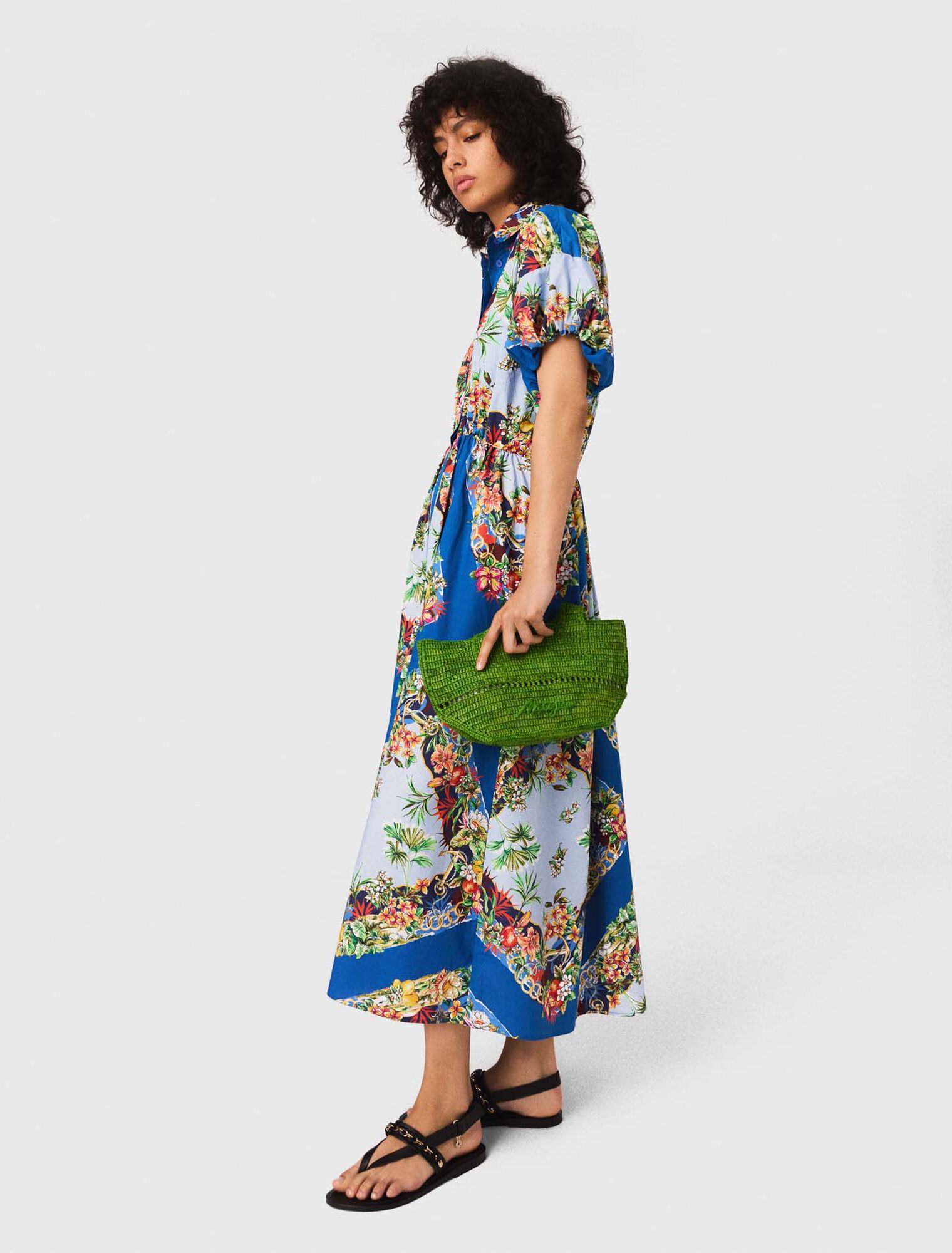 Natural raffia mini shopping bag